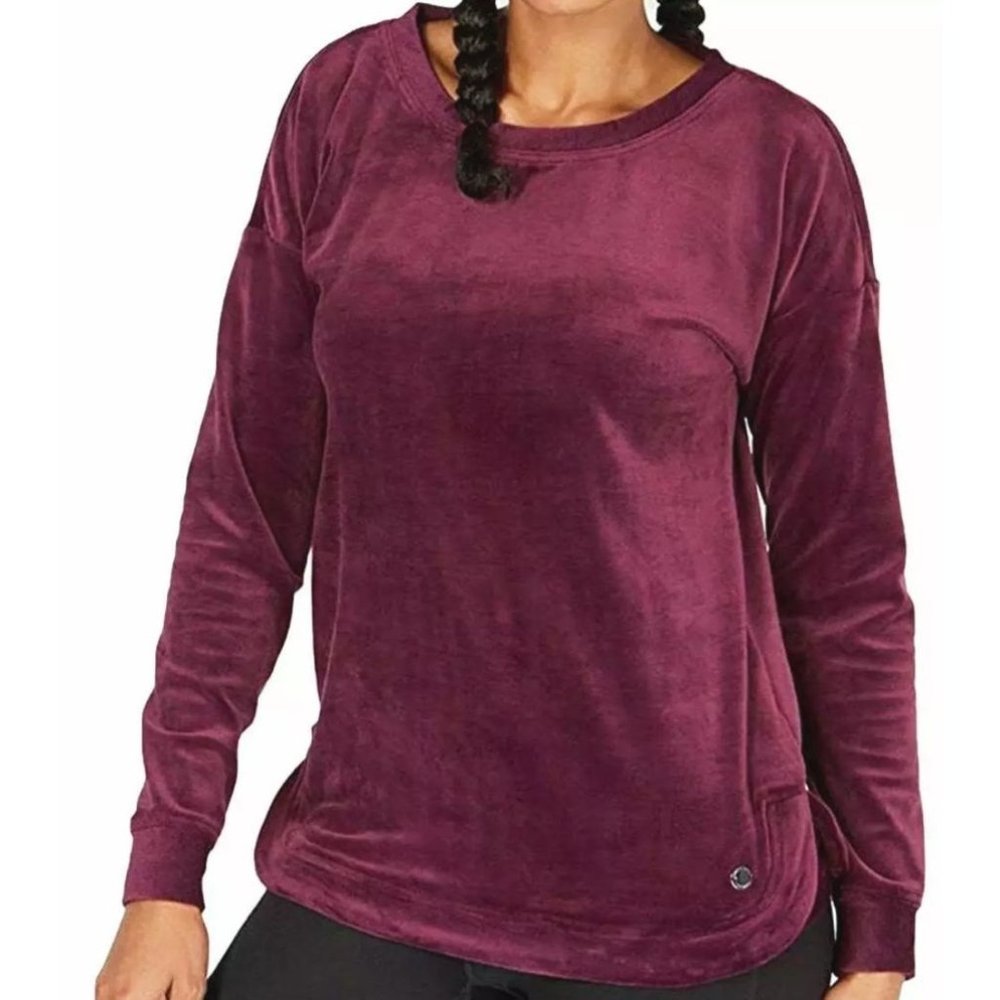 ^ Ideology Womens Velour SO SOFT Athleisure Sweatshirt Purple Large…